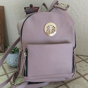 Rose pink backpack purse w/ small strap bag